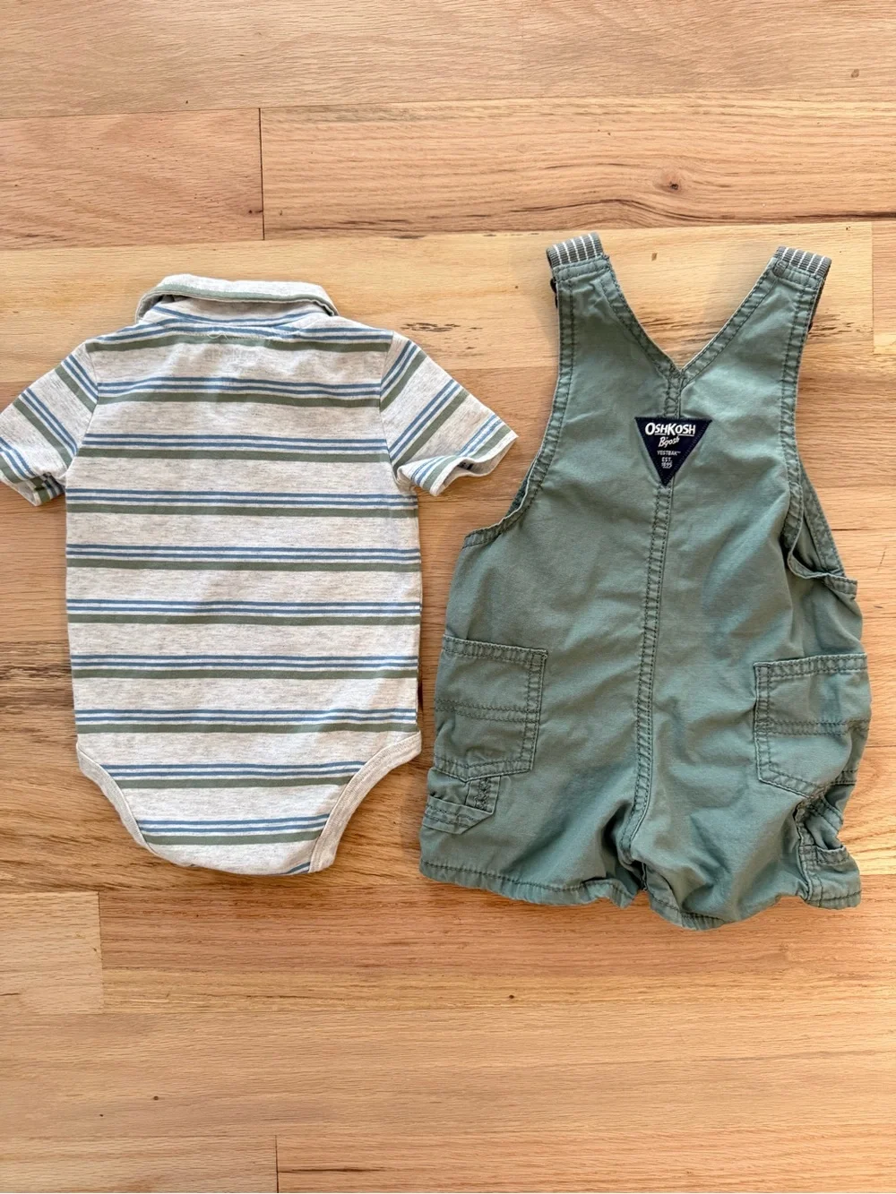 OshKosh B'gosh Toddler Sage Green Short Overalls